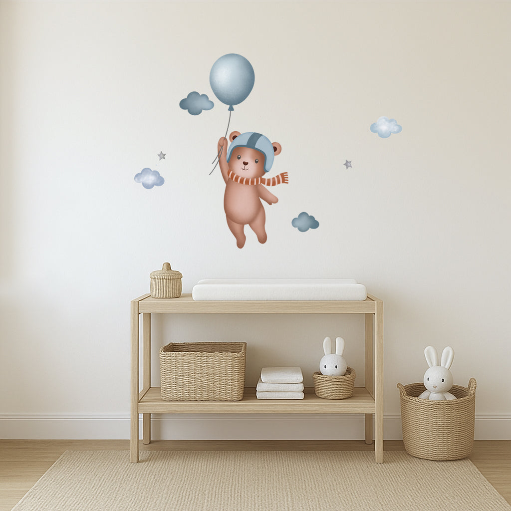 Wall sticker Orsetto con Palloncino Azzurro