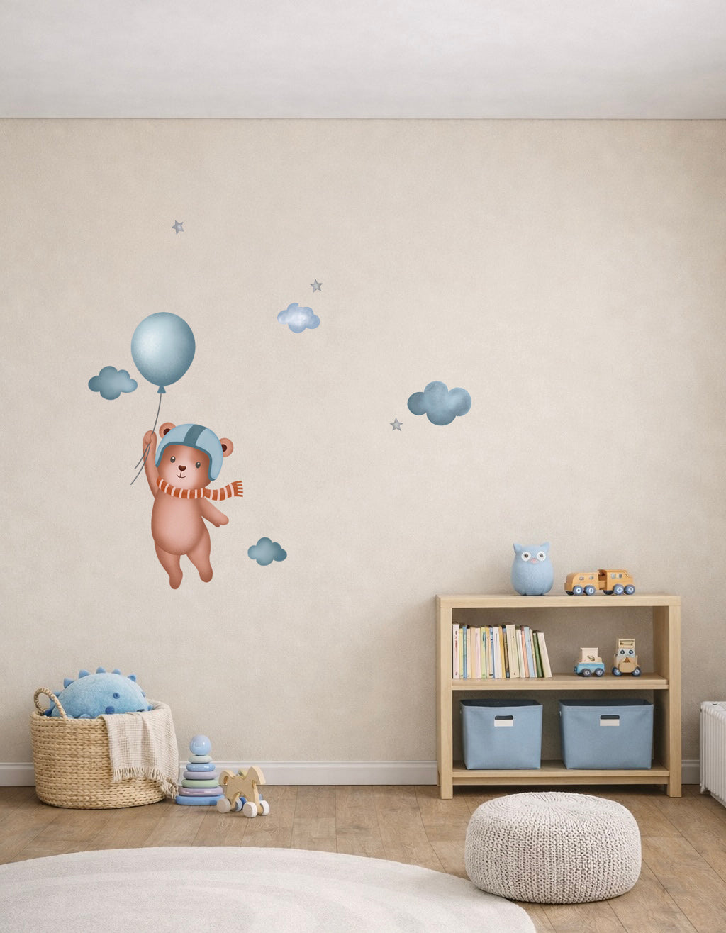 Wall sticker Orsetto con Palloncino Azzurro