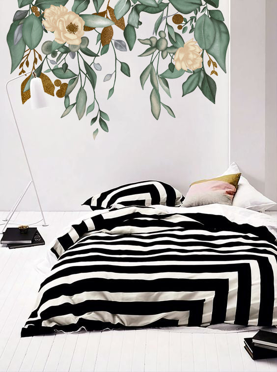 Wall sticker Foglie verdi e oro