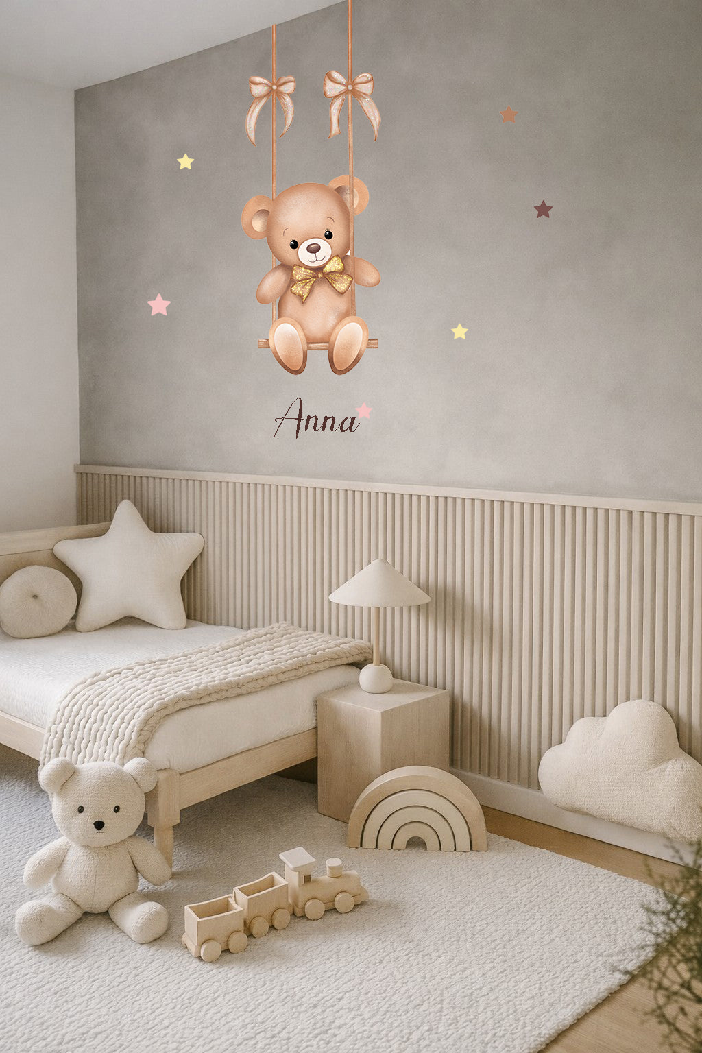 Wall sticker Orsetto sull'altalena - Personalizzabile