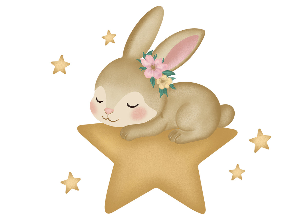 Wall sticker Coniglietto con Stella - Personalizzabile