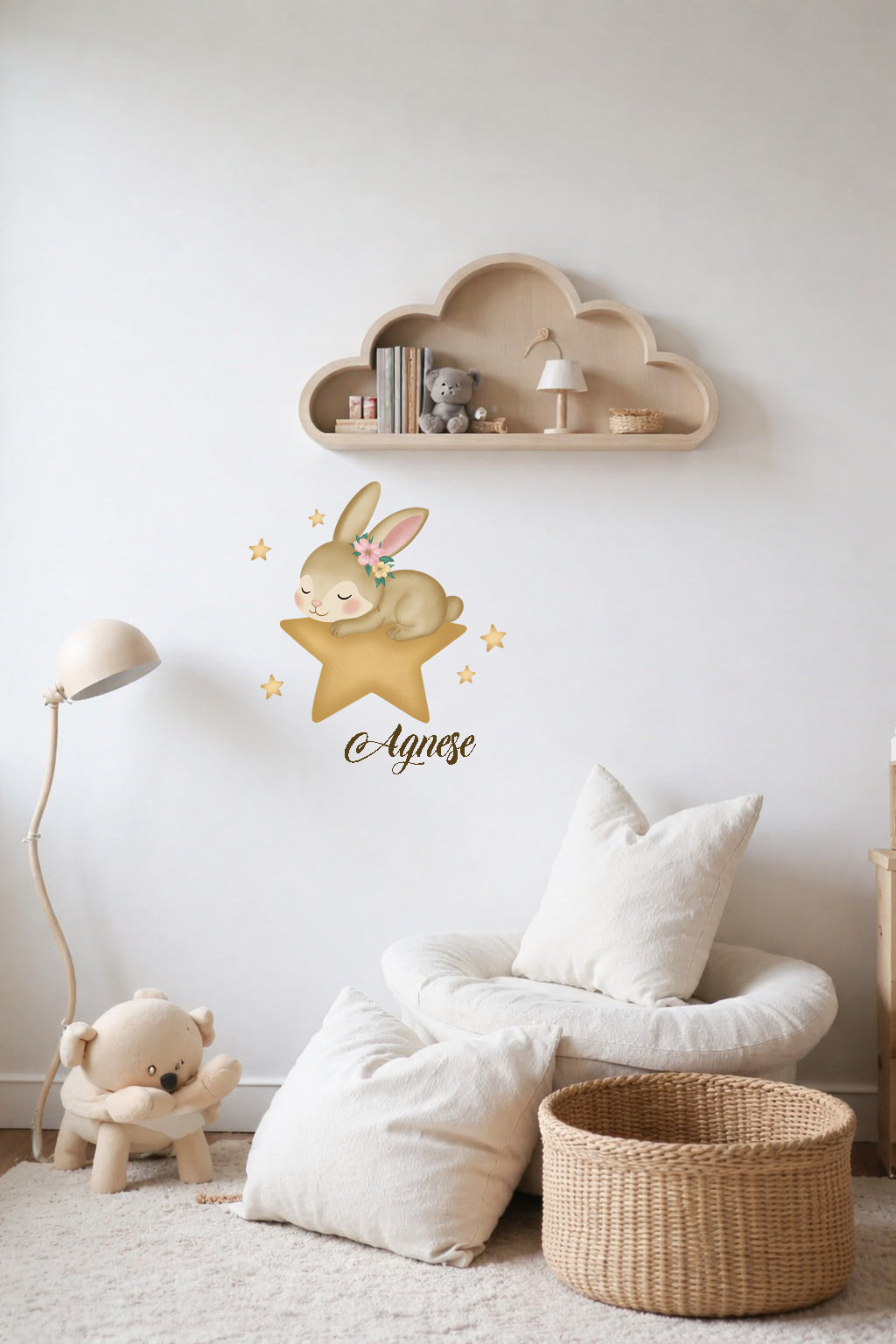 Wall sticker Coniglietto con Stella - Personalizzabile
