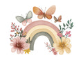 Wall sticker Arcobaleno floreale con farfalle - Personalizzabile