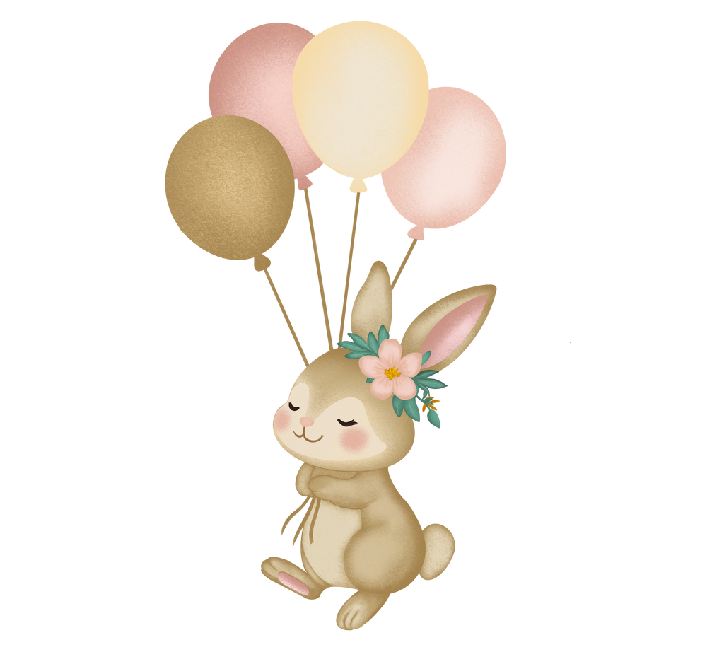 Wall sticker coniglietto con Palloncini - Personalizzabile
