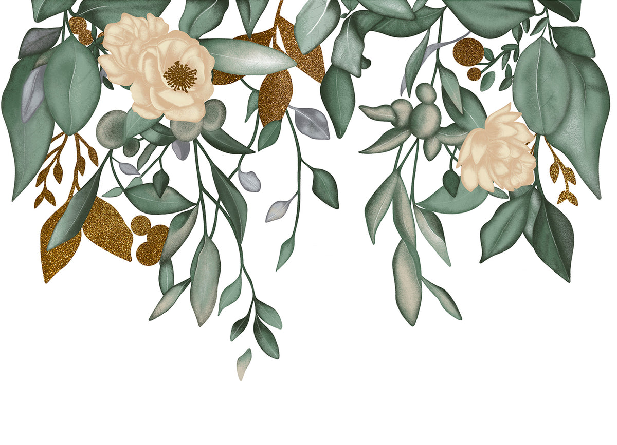 Wall sticker Foglie verdi e oro