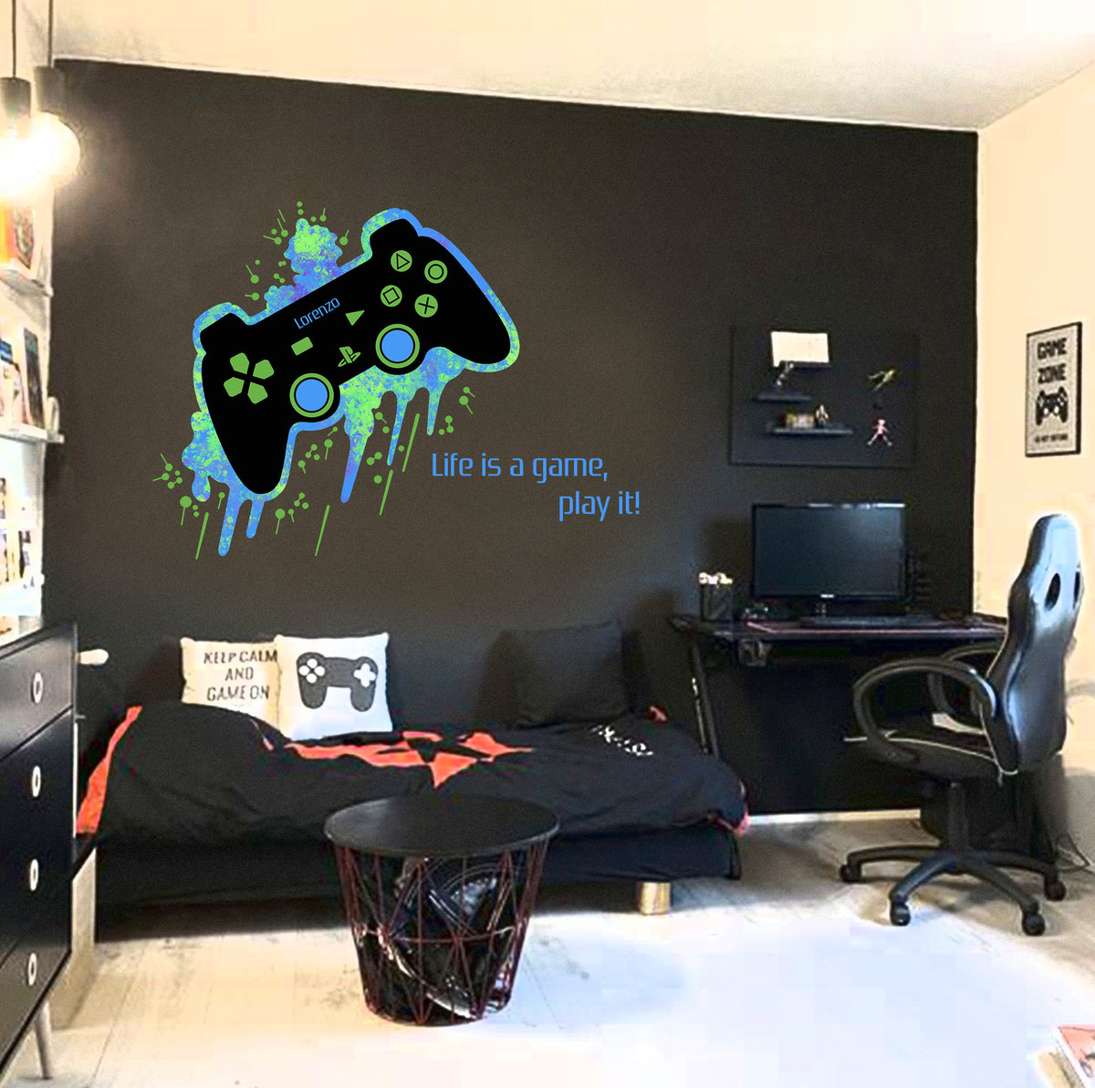 Wall sticker Joystick con frase - Personalizzabile