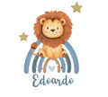 Wall sticker Leoncino con Arcobaleno blu - Personalizzabile