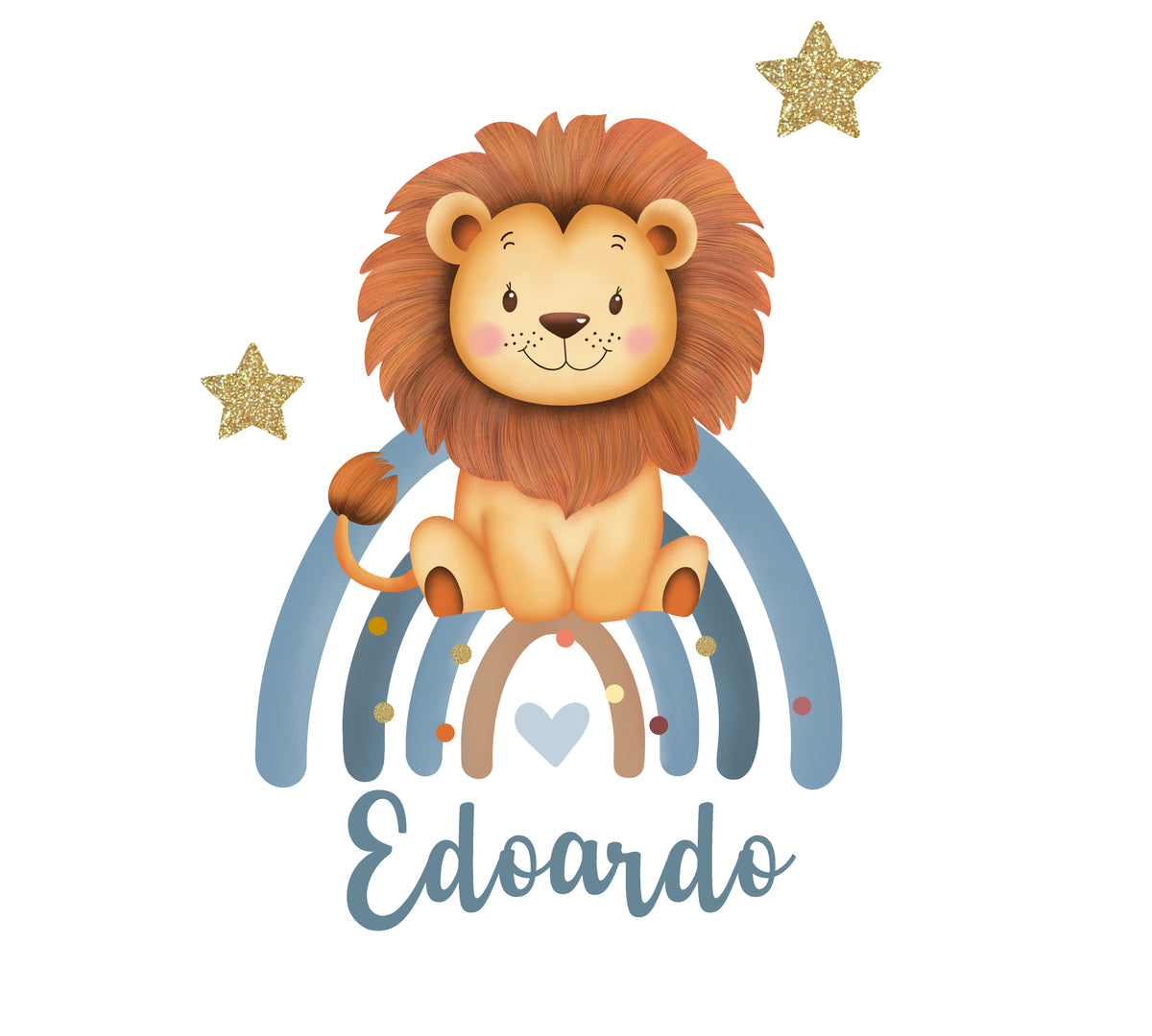 Wall sticker Leoncino con Arcobaleno blu - Personalizzabile