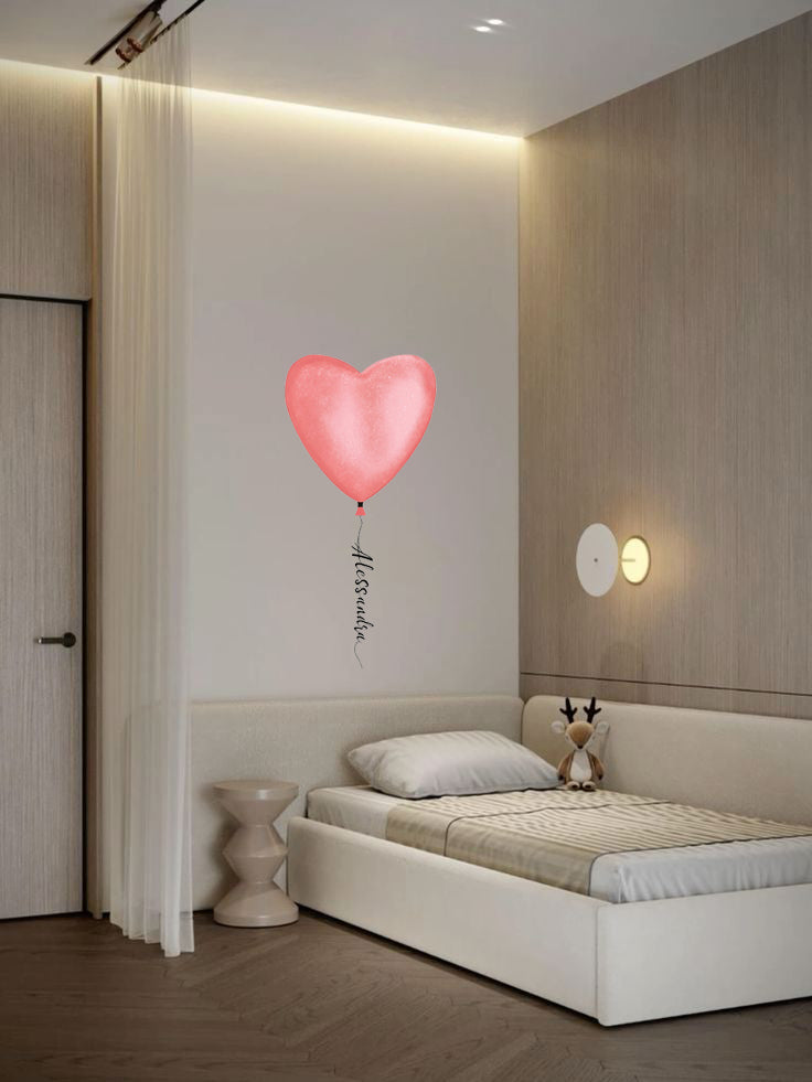 Wall sticker Palloncino cuore rosa - Personalizzabile