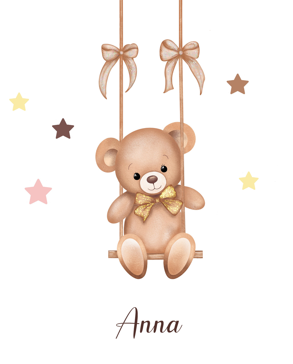 Wall sticker Orsetto sull'altalena - Personalizzabile