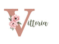 Wall Sticker Iniziale + Nome con Fiori – Personalizzabile