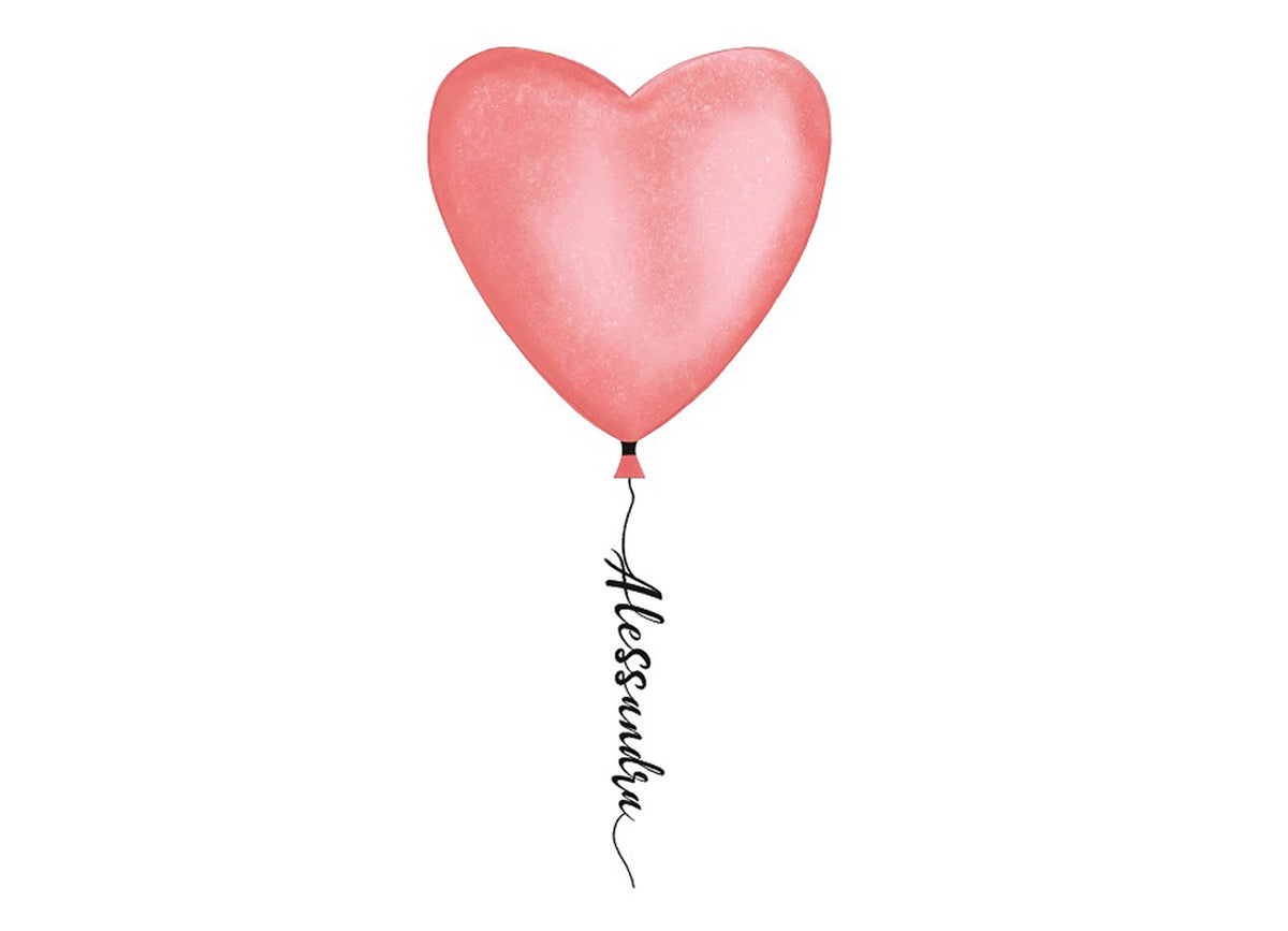 Wall sticker Palloncino cuore rosa - Personalizzabile
