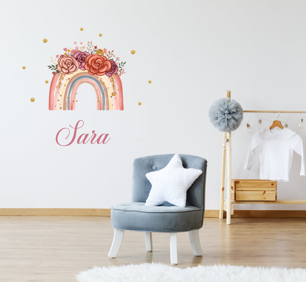 Wall sticker Arcobaleno fiorito - Personalizzabile